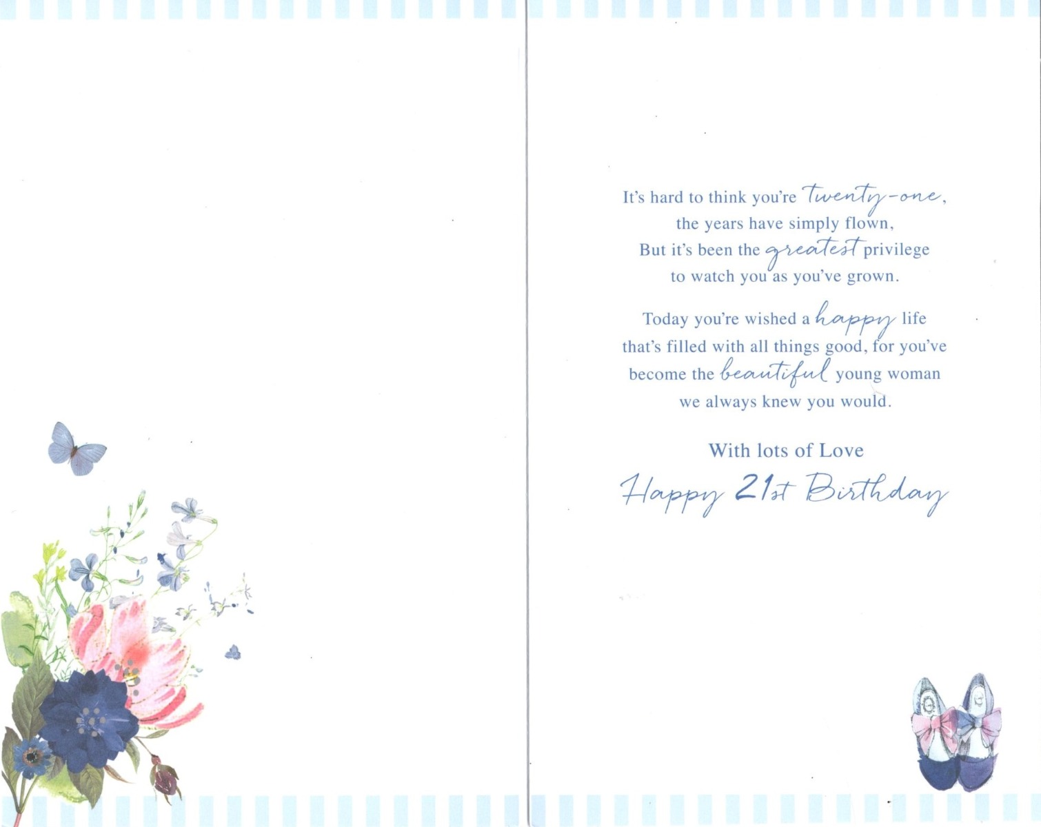 GRANDDAUGHTER AGE 21 Card - Blue Dress - Card and Caboodle